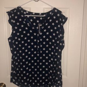 High low navy blue & star sheet top